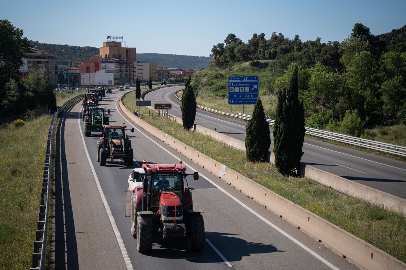 Spanish And French Farmers Block Roads Near French Border