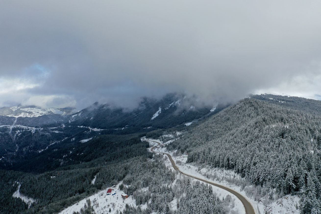 Snow-covered Kure Mountains in Kastamonu, Turkiye