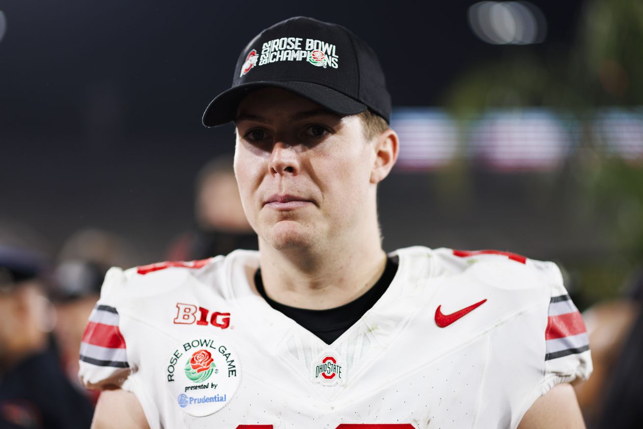 PASADENA, CALIFORNIA - JANUARY 1: Will Howard #18 of the Ohio State Buckeyes walks off the field after the Rose Bowl game against Oregon Ducks at Rose Bowl Stadium on January 1, 2025 in Pasadena, California.