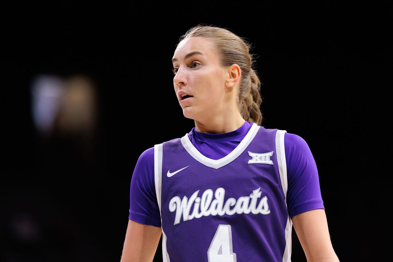 Serena Sundell #4 of the Kansas State Wildcats looks on during the first half against the Colorado Buffaloes at the CU Events Center on January 25, 2025 in Boulder, Colorado.