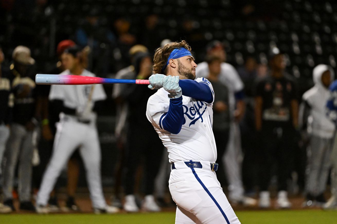 Carter Jensen #4 of the Suprise Saguaros bats during the 2024 Arizona Fall League Home Run Derby